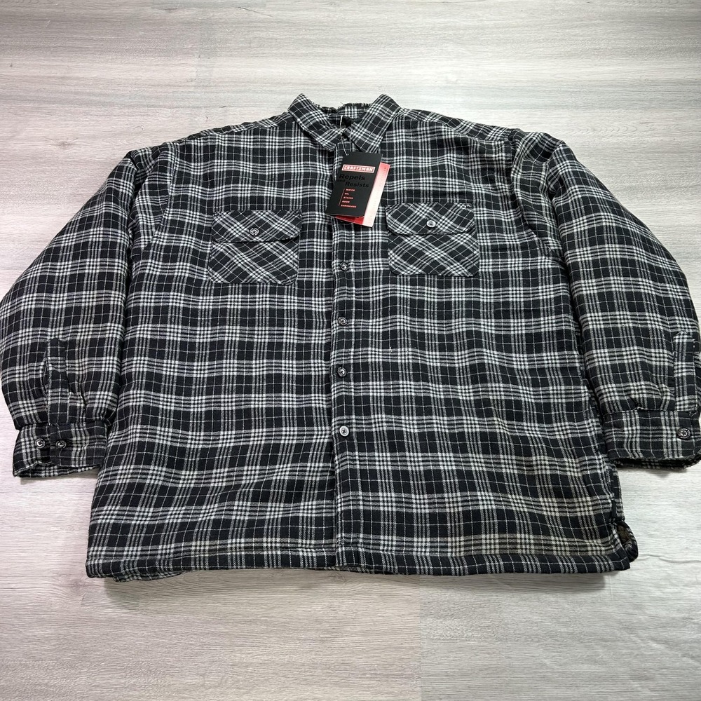 NEW Craftsman Jacket Mens XL Plaid Flannel Sherpa Lined Shacket Teflon